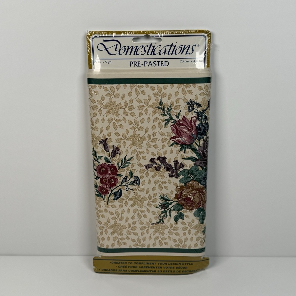 Domestications Wallpaper Border 9 Inch 5 Yards Pre-Pasted Heirloom Floral Flower - Picture 1 of 6